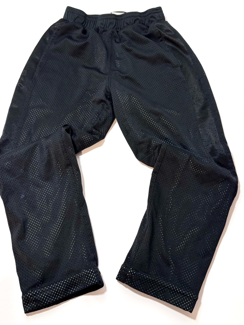 Boy’s Black Athletic Mesh Pants with Grey Lining. size Small